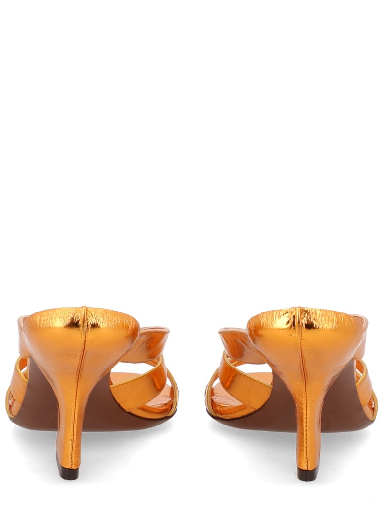 heeled sandals orange leather by Selfnex