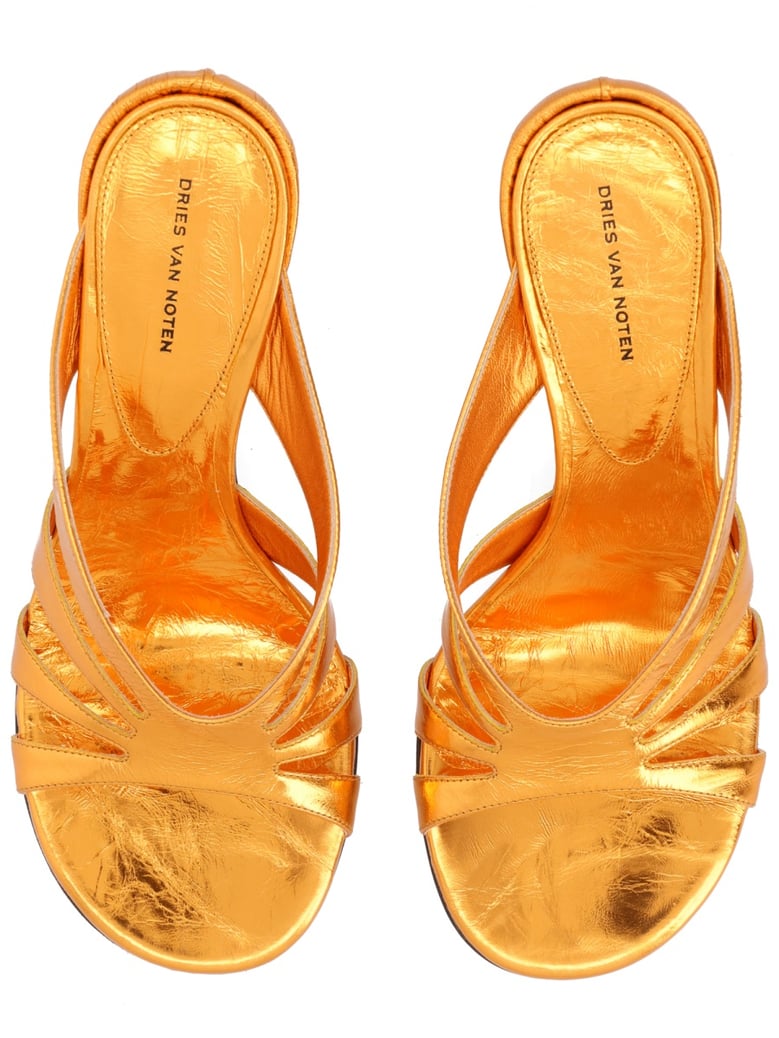 heeled sandals orange leather by Selfnex