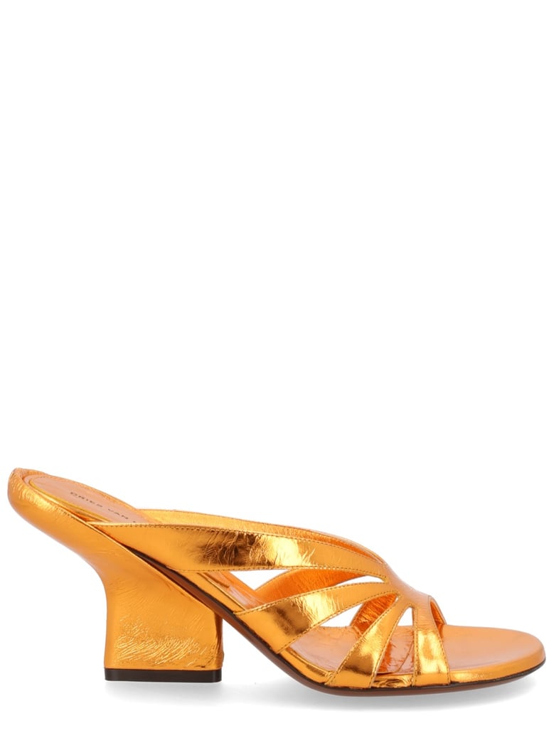 heeled sandals orange leather by Selfnex