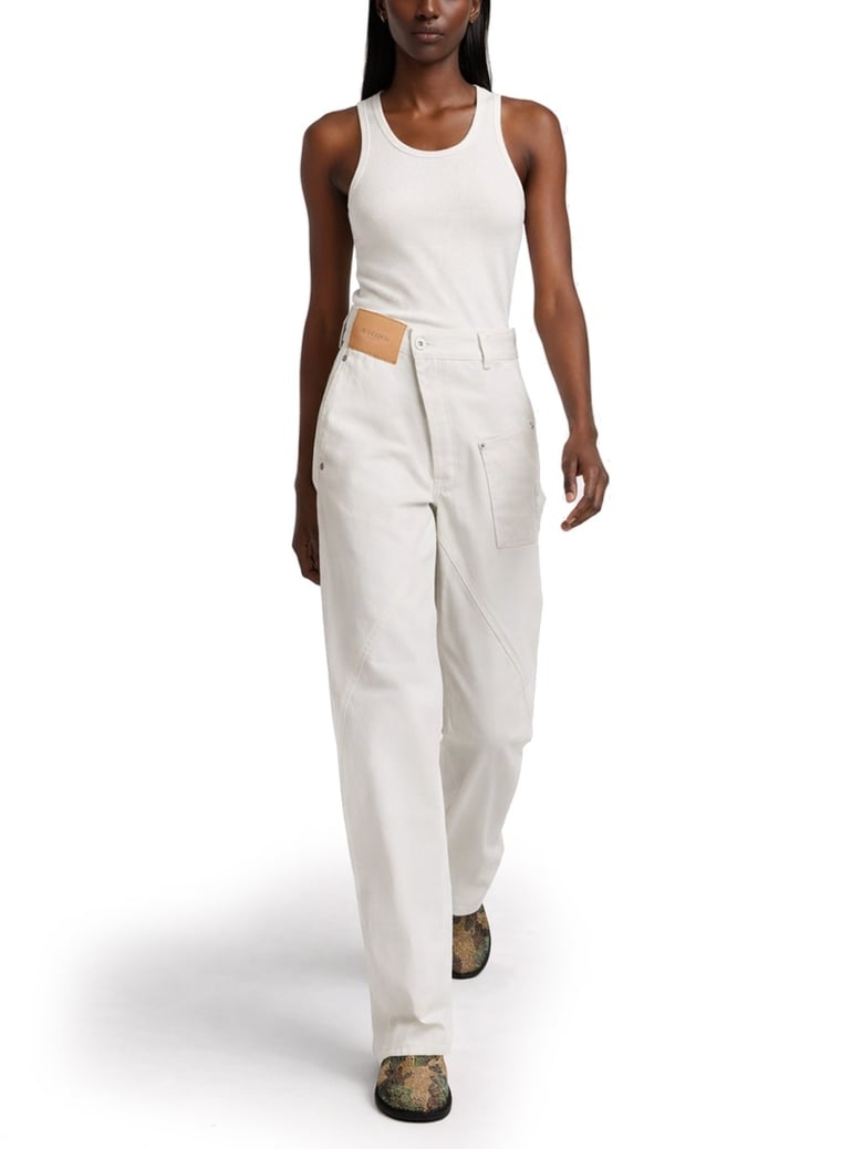 jeans with logo patch white by Selfnex