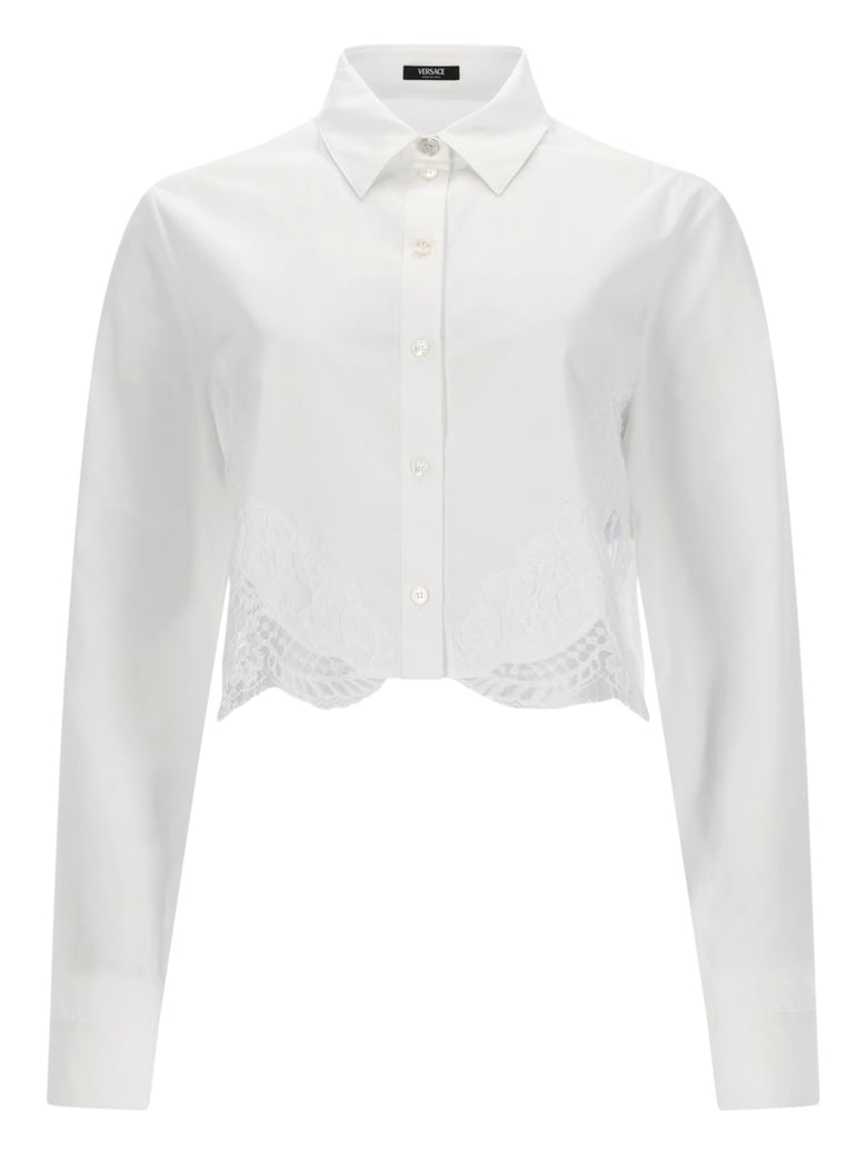 shirt with lace inserts white by Selfnex