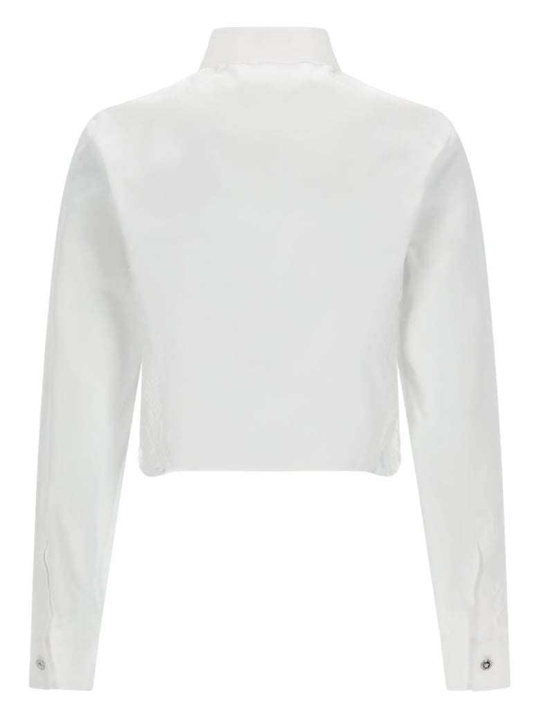 shirt with lace inserts white by Selfnex