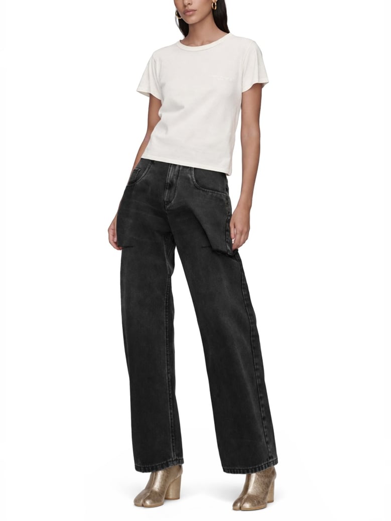 jeans with cut-out detail, black by Selfnex