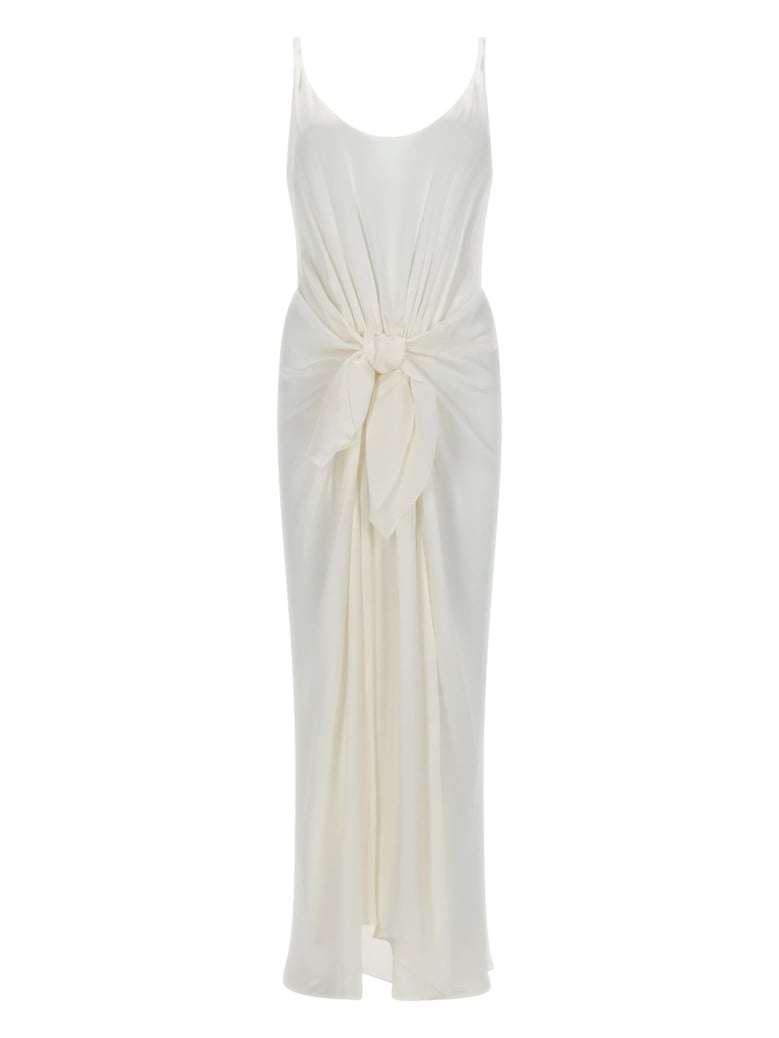 long silk dress with knot white by Selfnex