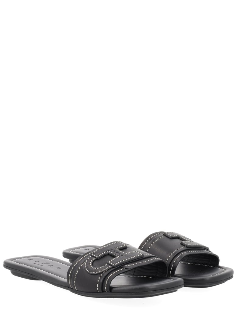 sandals flat black calf leather by Selfnex
