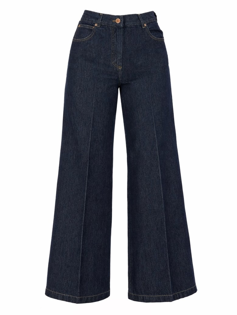wide leg denim jeans by Selfnex