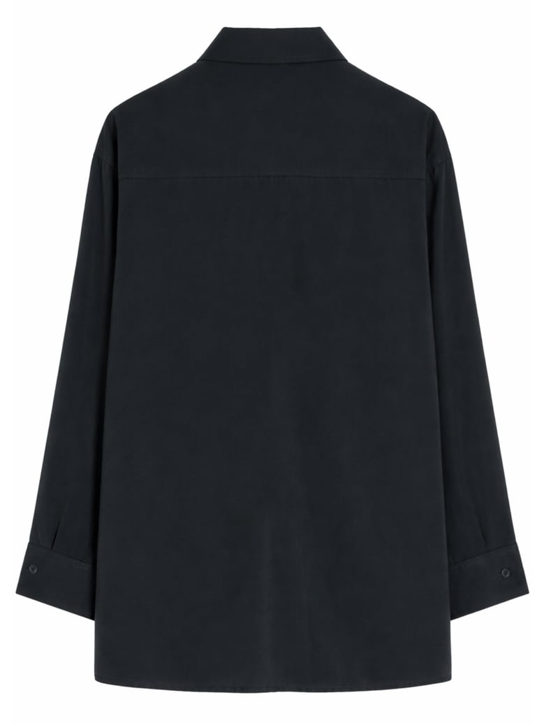 long shirt with tie charcoal silk by Selfnex