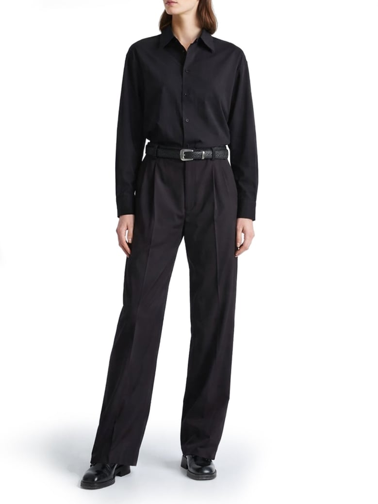 long shirt with tie charcoal silk by Selfnex
