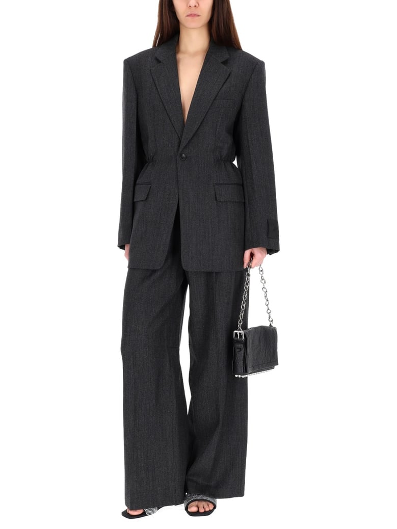 tailored pants in charcoal wool by Selfnex