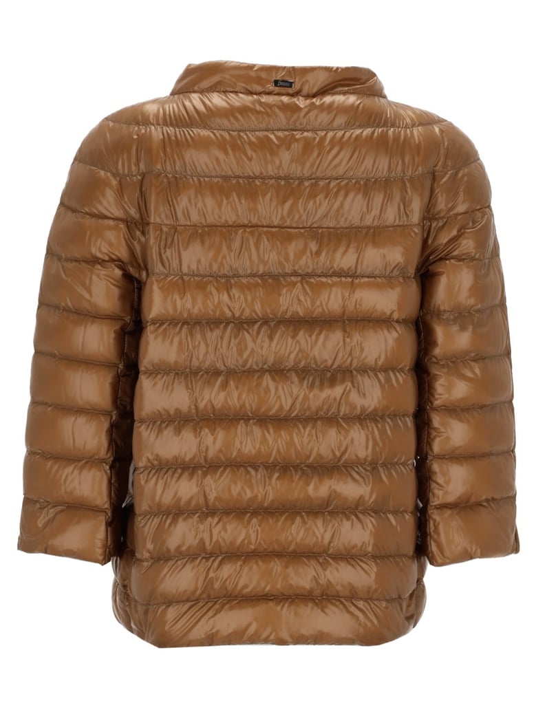 cropped down jacket brown by Selfnex