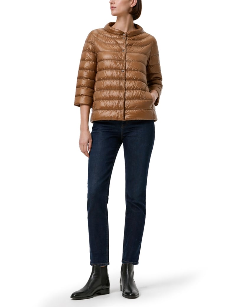 cropped down jacket brown by Selfnex