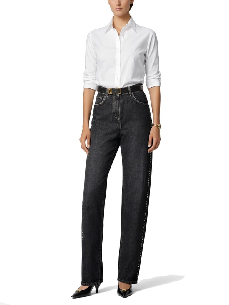 jeans with studs and crystals by Selfnex