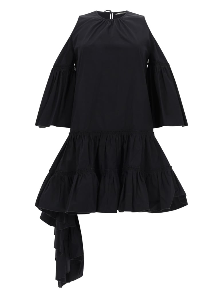 dress with ruffles, black cotton by Selfnex