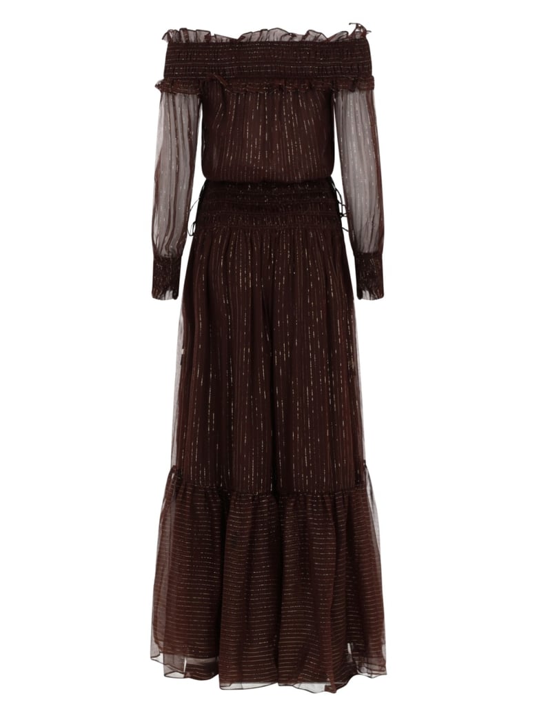 dress with ruffles and flounces — brown silk by Selfnex