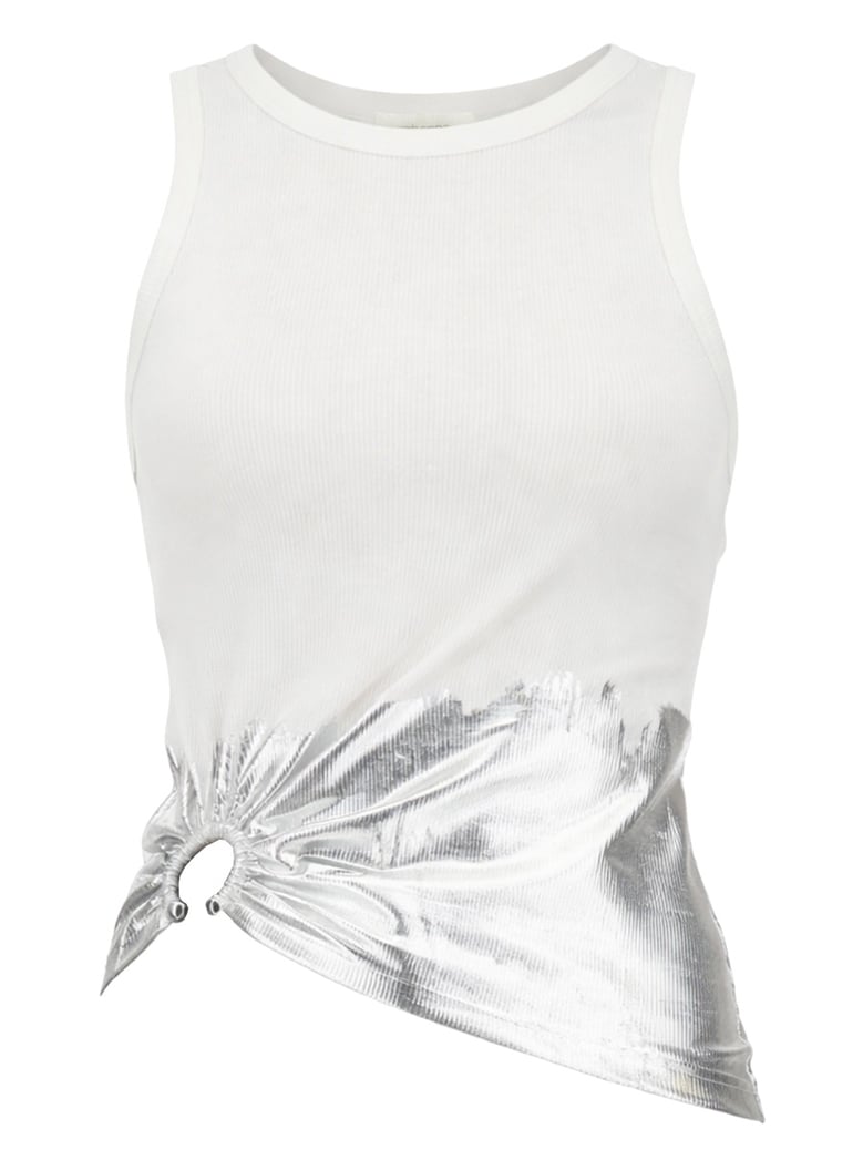 ribbed top with piercing application white by Selfnex