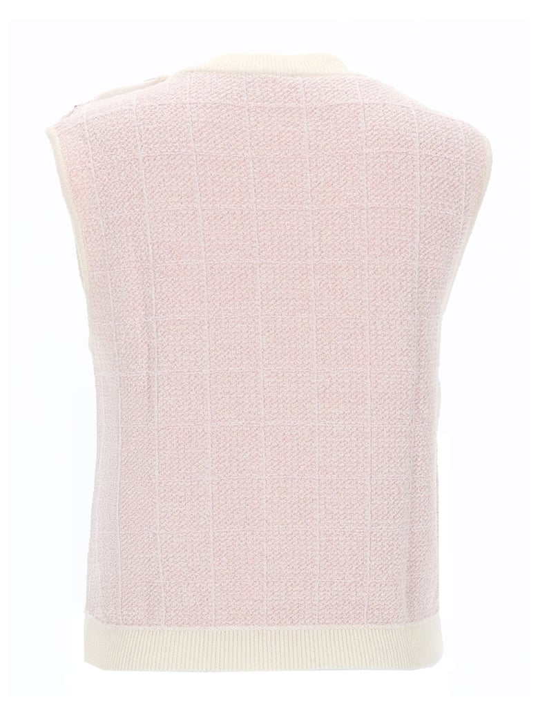 sleeveless top with jewel buttons pink by Selfnex