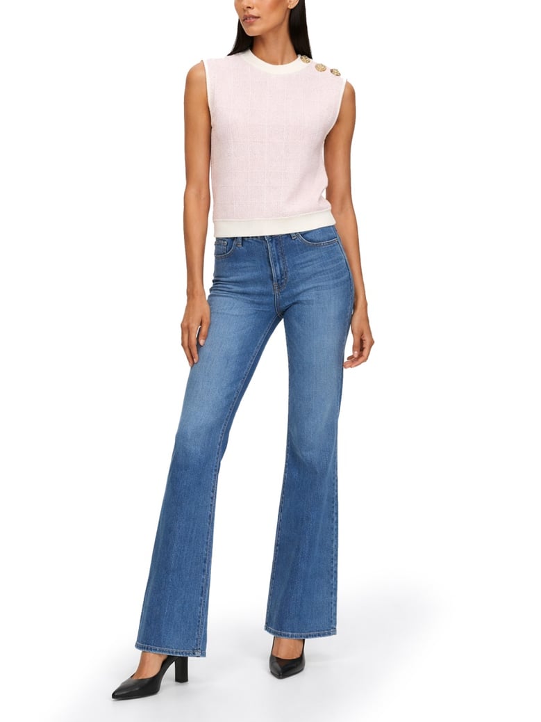 sleeveless top with jewel buttons pink by Selfnex