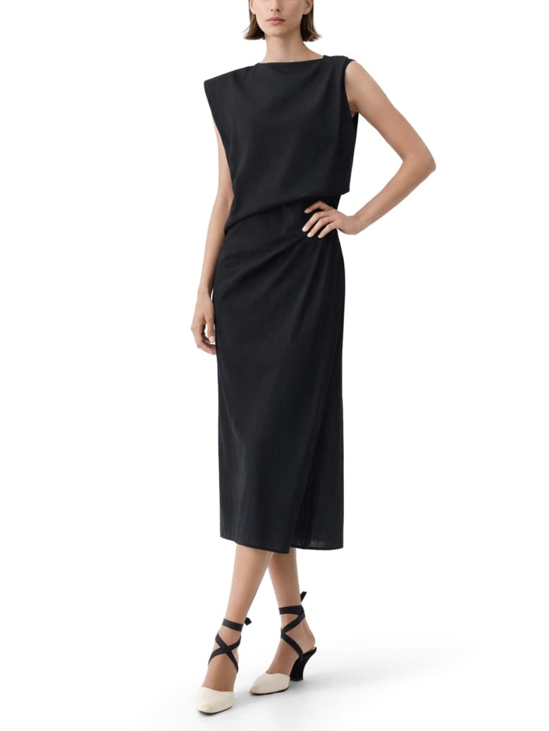 midi dress la robe drap black by Selfnex