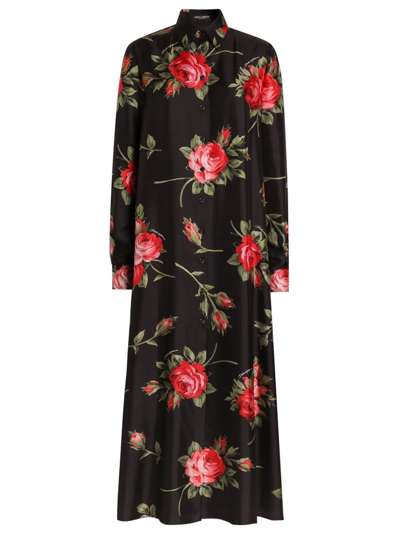 rose bouquet print long dress by Selfnex