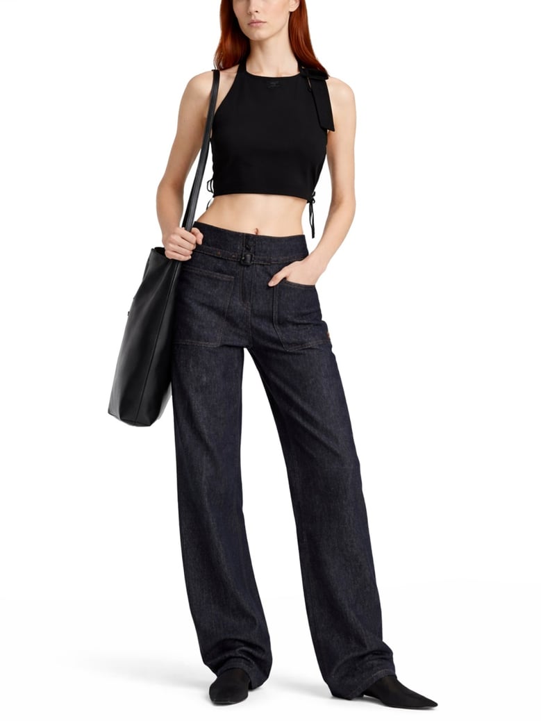 cropped top open back black by Selfnex
