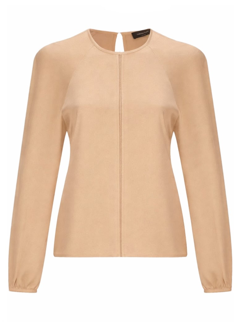 viscose blend top in beige by Selfnex