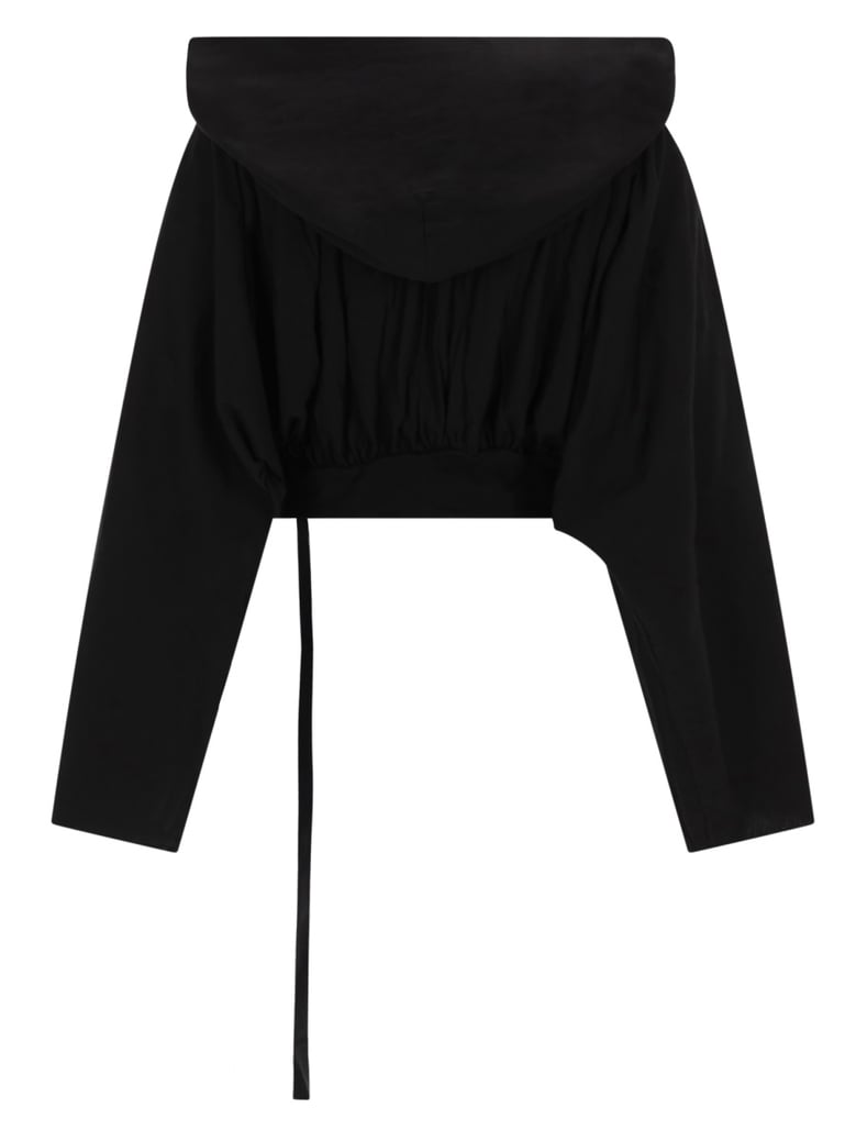 cropped hooded t-shirt black by Selfnex