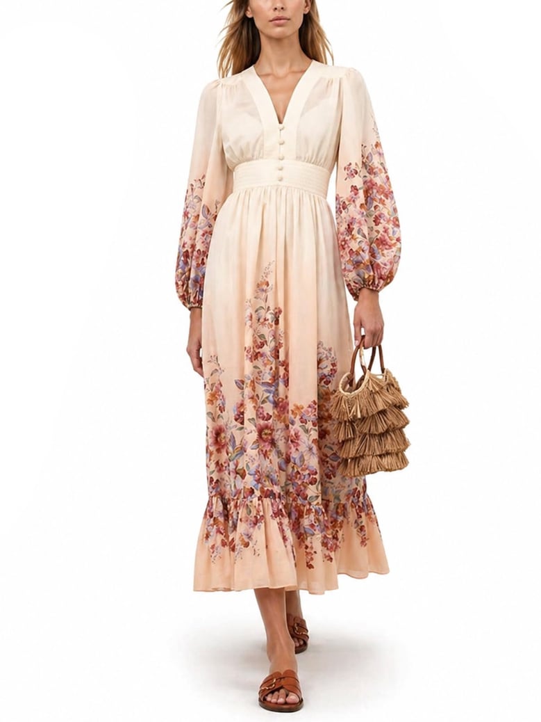 v-neck long dress by Selfnex