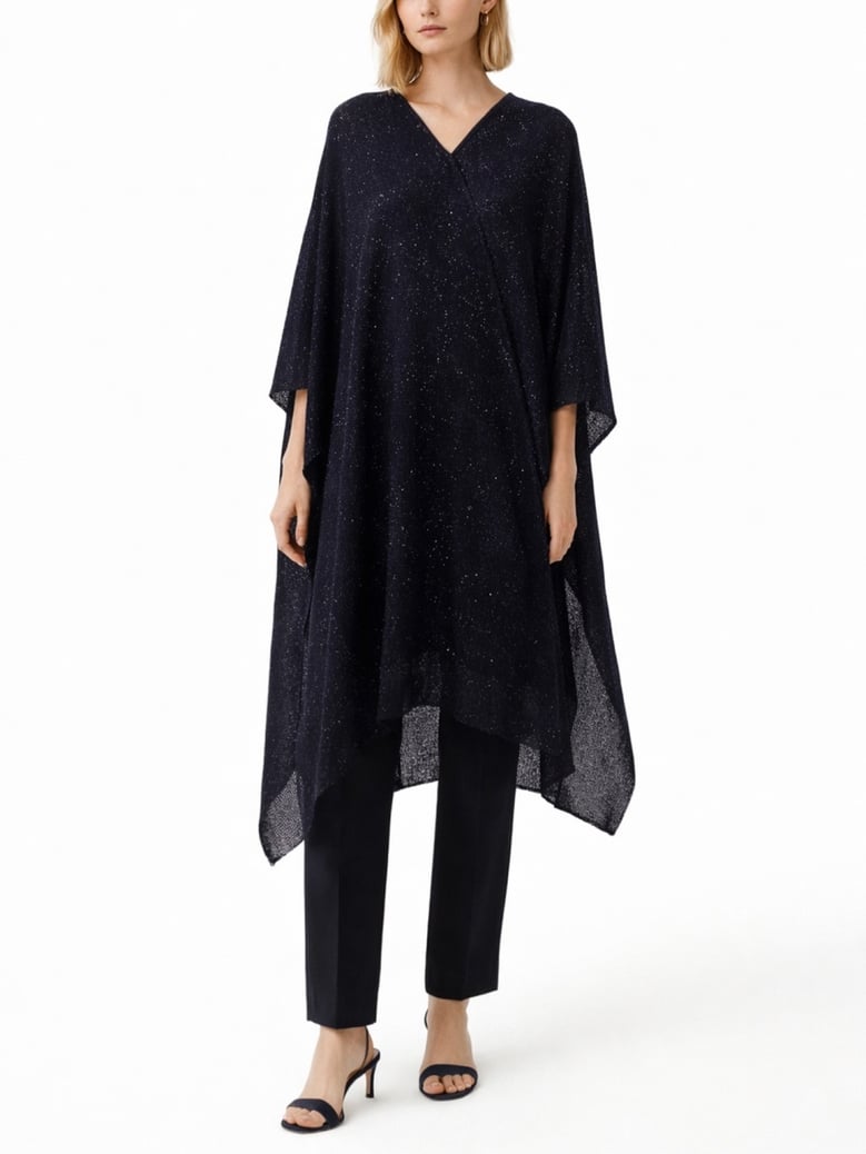 sequined cape in blue by Selfnex