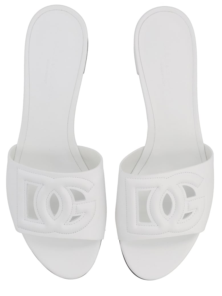 heeled sandal in white leather by Selfnex