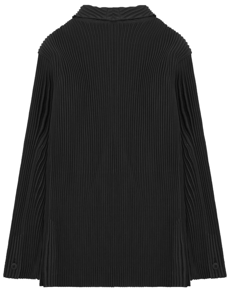 pleated double-breasted jacket black by Selfnex