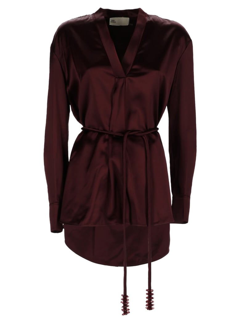 top with belt in bordeaux by Selfnex