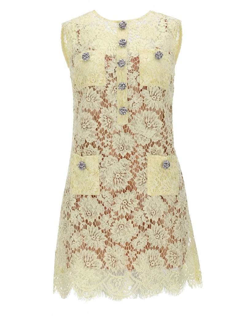 mini lace dress yellow by Selfnex