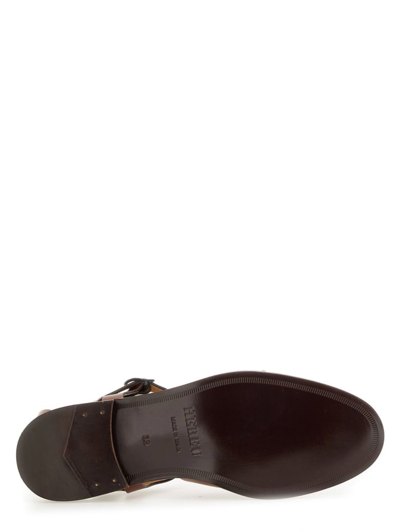 leather sandals in brown by Selfnex