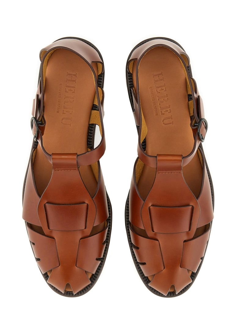 leather sandals in brown by Selfnex