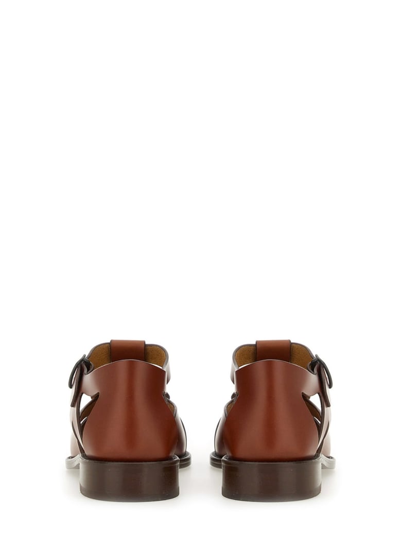 leather sandals in brown by Selfnex