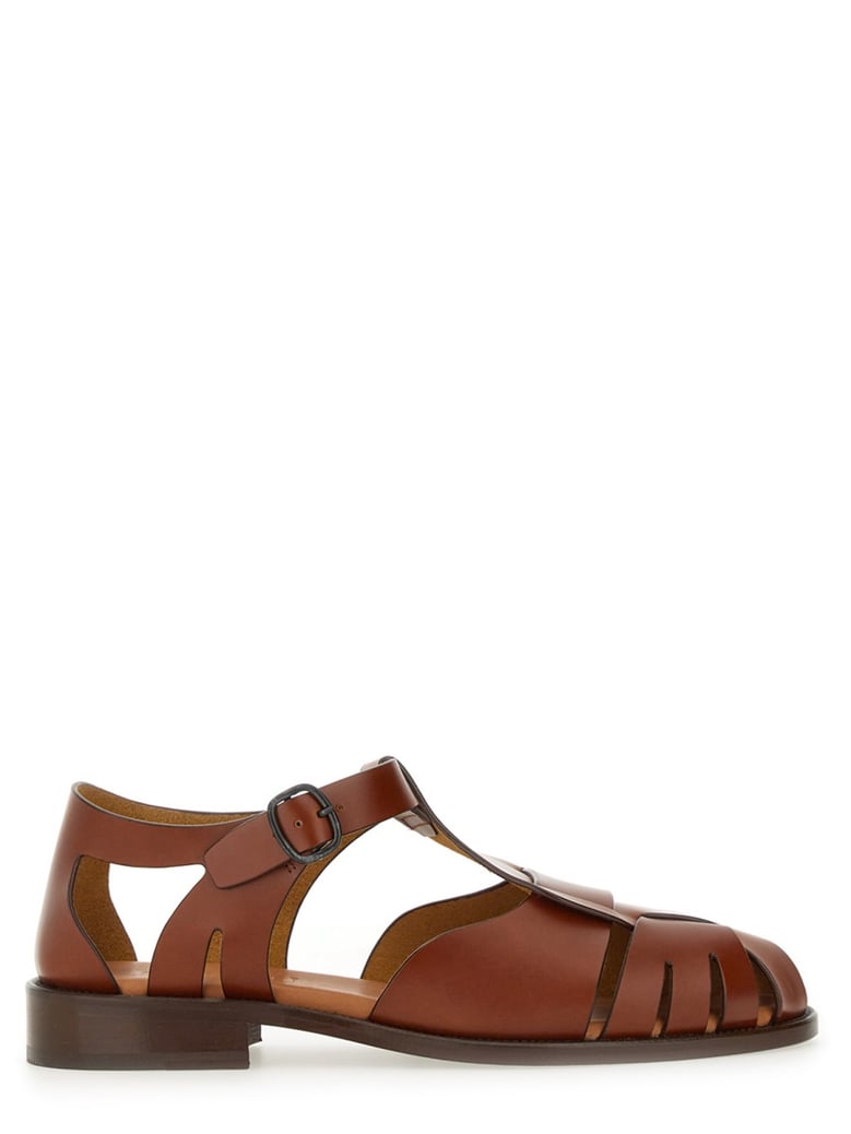 leather sandals in brown by Selfnex