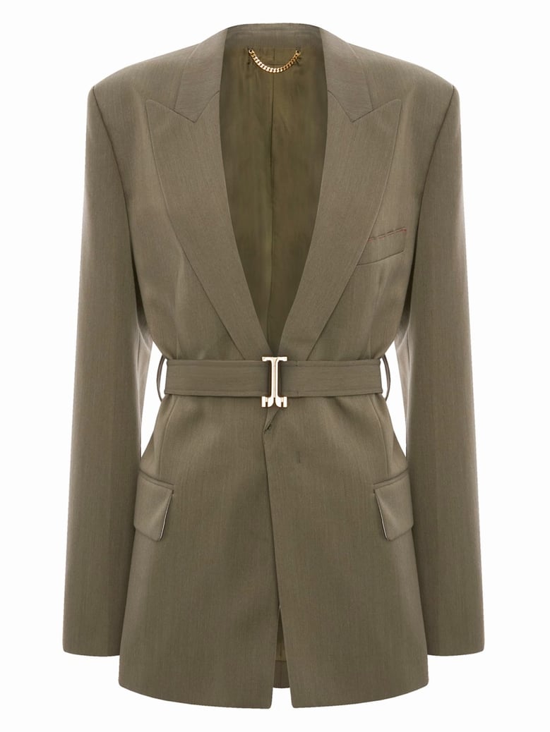 tailored blazer with belt by Selfnex