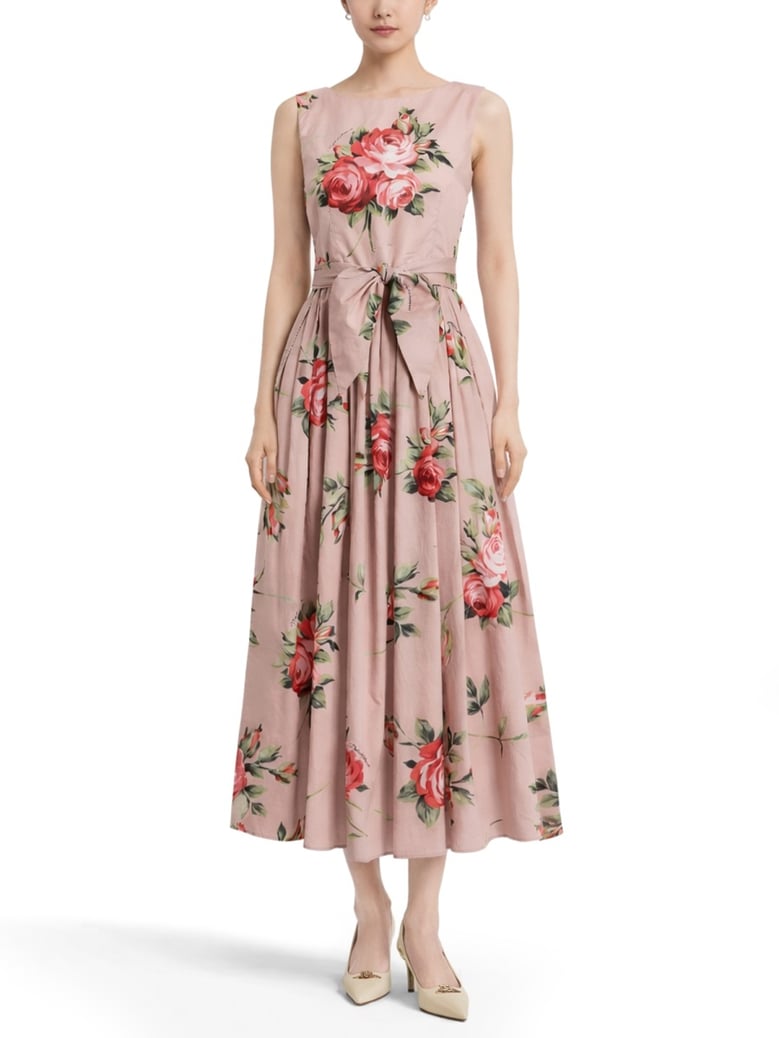 rose bouquet print midi dress by Selfnex