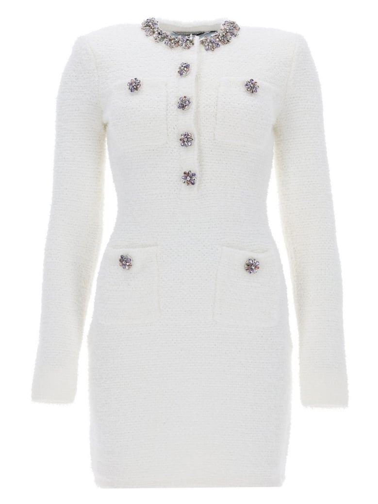 mini dress with jewel buttons white by Selfnex