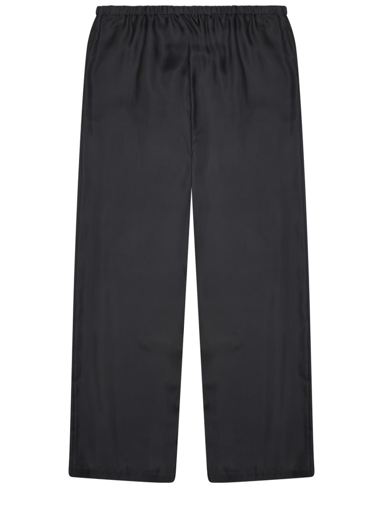 wide-leg silk trousers charcoal by Selfnex