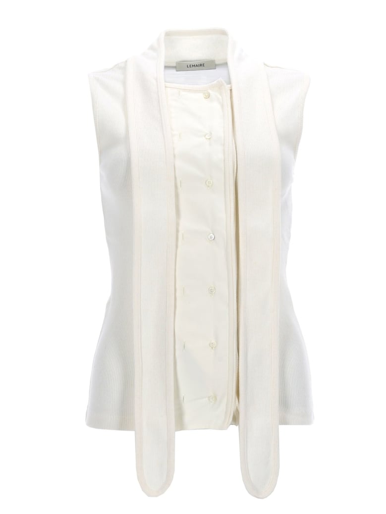 top asymmetrical ribbed with scarf white by Selfnex