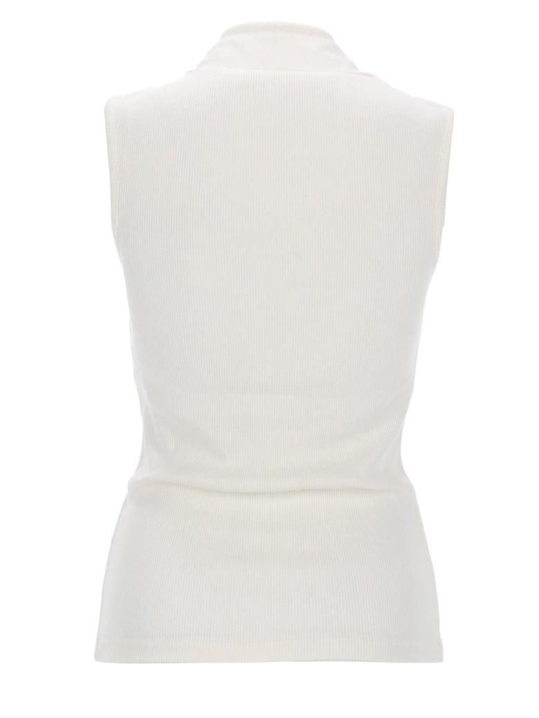 top asymmetrical ribbed with scarf white by Selfnex