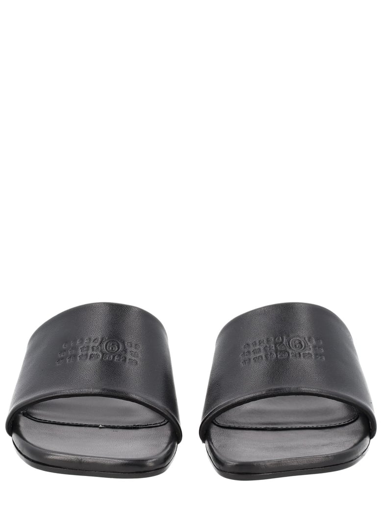 leather logo sandal by Selfnex