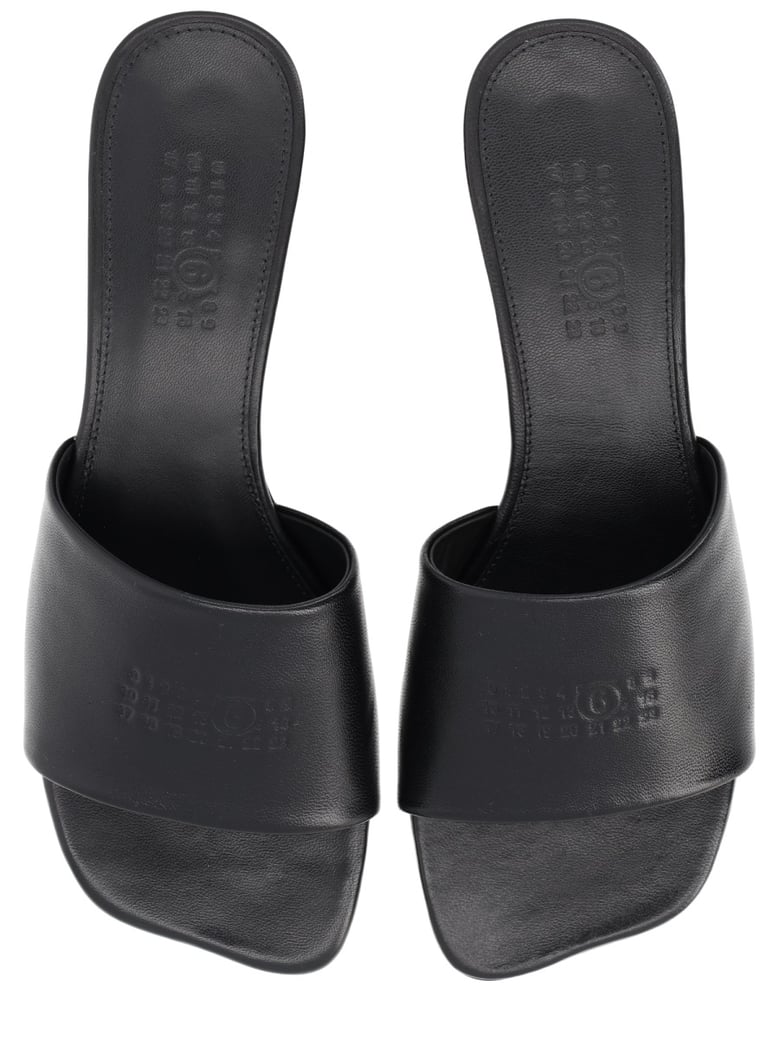 leather logo sandal by Selfnex