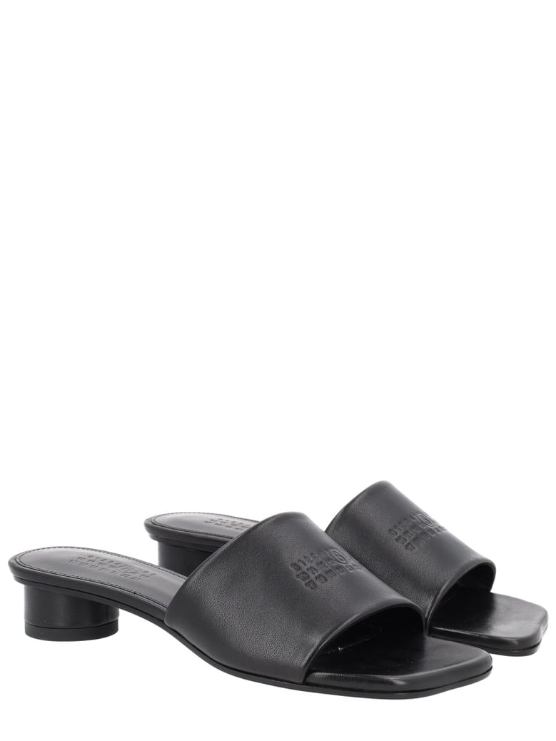 leather logo sandal by Selfnex