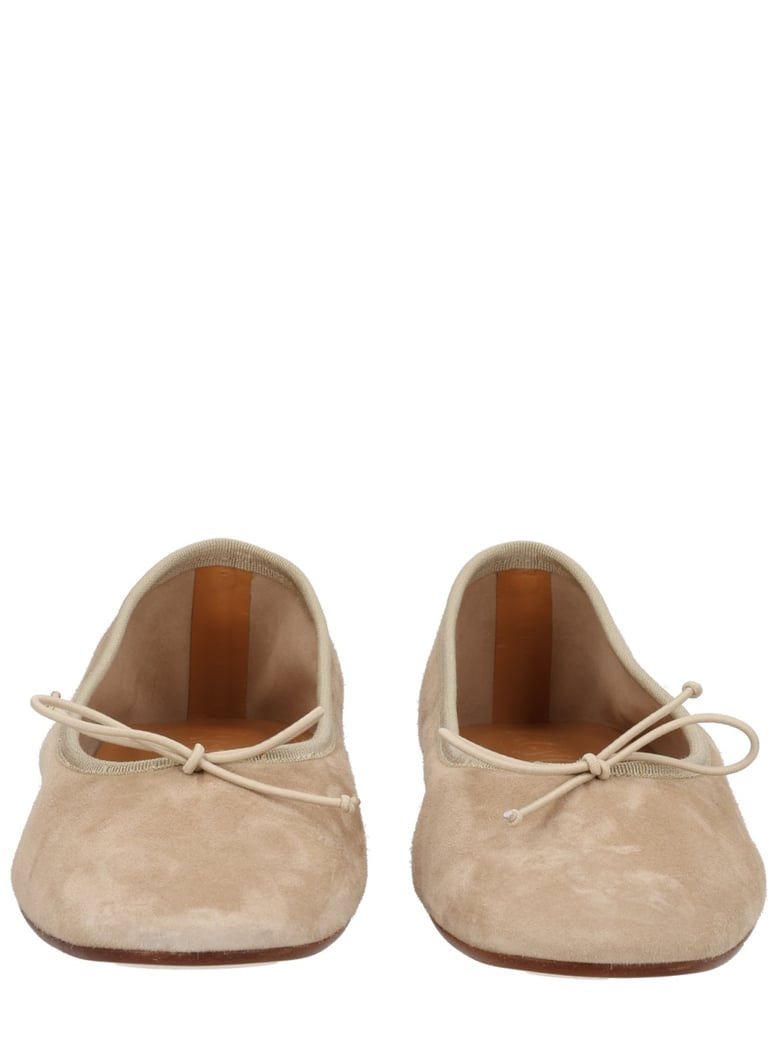 dancer dolphin in beige kid suede by Selfnex