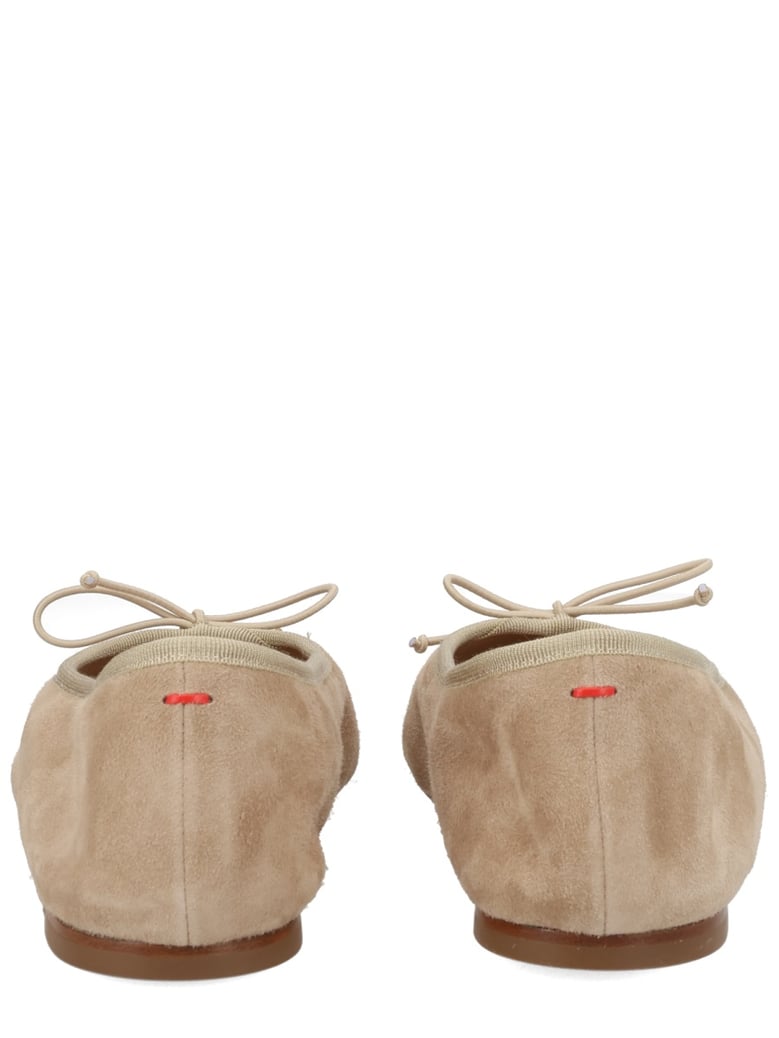 dancer dolphin in beige kid suede by Selfnex