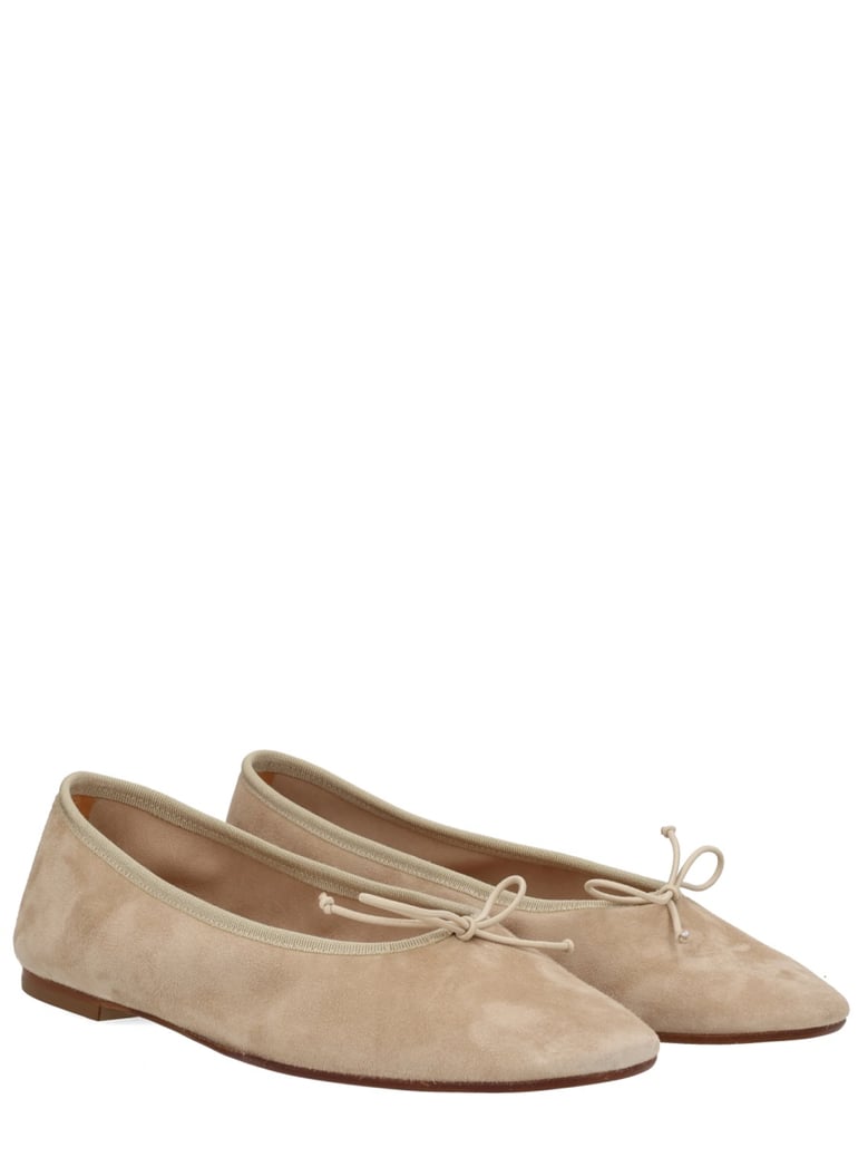dancer dolphin in beige kid suede by Selfnex