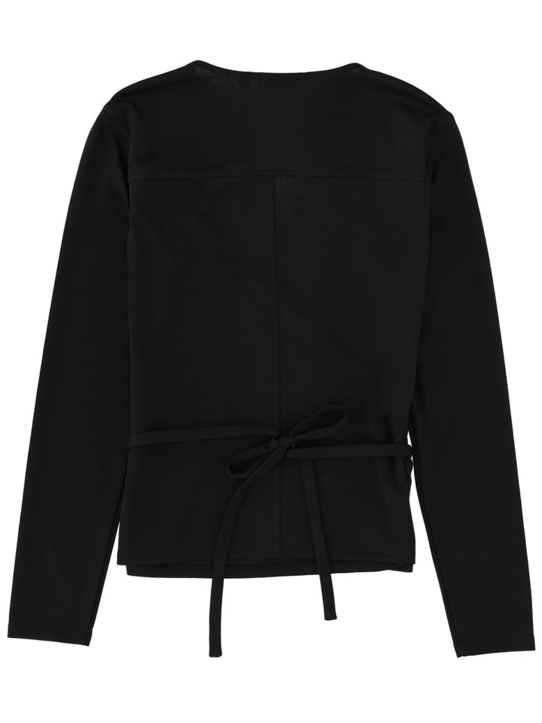 lace-up shirt in black by Selfnex