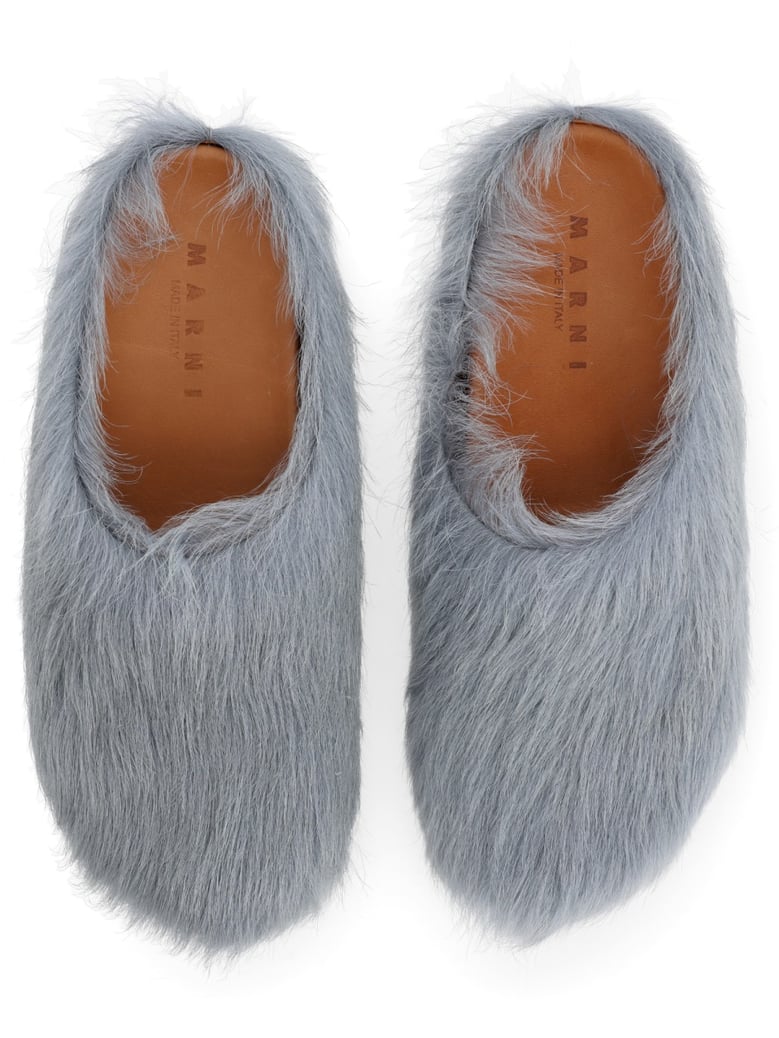 calf hair and leather sabot by Selfnex